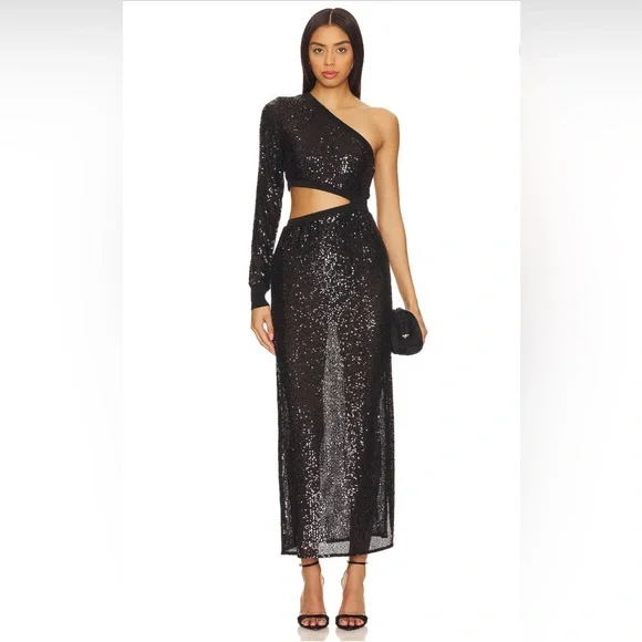 All Saints | Dresses | Black All Saints Sequin Cut Out Gown With Slit Size  M Brand New With Tags | Poshmark